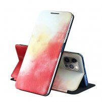 Flipové ochranné pouzdro se vzorem vodových barev pro iPhone 13 - červené