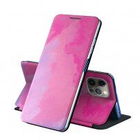 Flipové ochranné pouzdro se vzorem vodových barev pro iPhone 13 mini - fialový