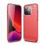Odolný kryt s broušenou texturou pro iPhone 13 Pro - červený
