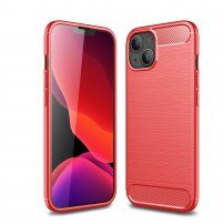 Odolný kryt s broušenou texturou pro iPhone 13 mini - červený