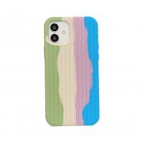 Silikonový kryt s copánkovým vzorem pro iPhone 13 Pro - pastelový