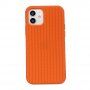 Silikonový kryt s copánkovým vzorem pro iPhone 13 Pro Max - oranžový