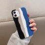 Silikonový kryt s copánkovým vzorem pro iPhone 13 Pro Max - modročerný