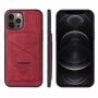 Taokkim ochranný kryt z PU kůže s kapsou v retro stylu pro iPhone 13 Pro - červený