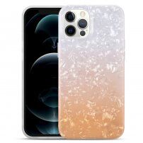 Nárazuvzdorný kryt se skořepinovou texturou pro iPhone 12 / 12 Pro - oranžovobílý