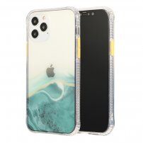 Mramorovaný kryt odolný proti poškrábání pro iPhone 12 / 12 Pro - tyrkysový