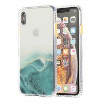 Mramorovaný kryt odolný proti poškrábání pro iPhone XS Max - tyrkysový