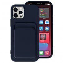 Kryt s kapsou na karty pro iPhone 12 Pro Max - tmavě modrý