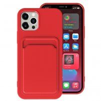 Kryt s kapsou na karty pro iPhone 13 Pro Max - červený