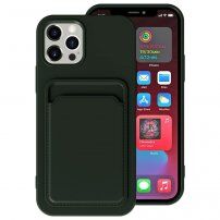 Kryt s kapsou na karty pro iPhone 12 Pro - tmavě zelený