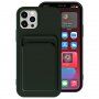 Kryt s kapsou na karty pro iPhone 12 mini - tmavě zelený