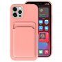Kryt s kapsou na karty pro iPhone 12 mini - růžový