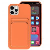 Kryt s kapsou na karty pro iPhone 13 Pro Max - oranžový