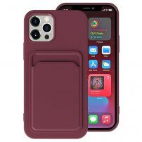 Kryt s kapsou na karty pro iPhone 12 Pro - vínový