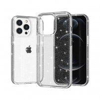 Transparentní kryt se třpytkami pro iPhone 13 Pro - stříbrný