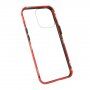 Pouzdro pro celý telefon z tvrzeného skla s kovovým rámečkem pro iPhone 13 Pro Max - červené