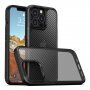 Poloprůhledný kryt se vzorem karbonových vláken pro iPhone 13 Pro - černý