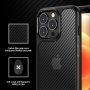 Poloprůhledný kryt se vzorem karbonových vláken pro iPhone 13 Pro - černý