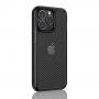 Poloprůhledný kryt se vzorem karbonových vláken pro iPhone 13 Pro - černý
