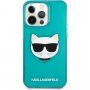 Karl Lagerfeld Choupette Head kryt pro iPhone 13 Pro Max - tyrkysový