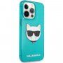 Karl Lagerfeld Choupette Head kryt pro iPhone 13 Pro Max - tyrkysový