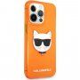 Karl Lagerfeld Choupette Head kryt pro iPhone 13 Pro Max - oranžový