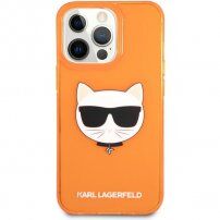 Karl Lagerfeld Choupette Head kryt pro iPhone 13 Pro Max - oranžový