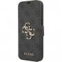Guess 4G Metal Logo flipové pouzdro pro iPhone 13 - šedé