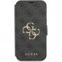 Guess 4G Metal Logo flipové pouzdro pro iPhone 13 - šedé