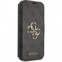 Guess 4G Metal Logo flipové pouzdro pro iPhone 13 - šedé