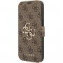 Guess 4G Metal Logo flipové pouzdro pro iPhone 13 - hnědé