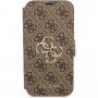 Guess 4G Metal Logo flipové pouzdro pro iPhone 13 - hnědé