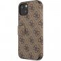 Guess 4G Metal Logo flipové pouzdro pro iPhone 13 - hnědé