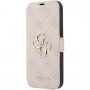 Guess 4G Metal Logo flipové pouzdro pro iPhone 13 - růžové