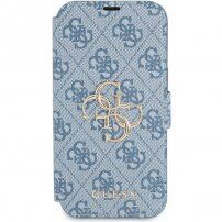 Guess 4G Metal Logo flipové pouzdro pro iPhone 13 Pro - modré