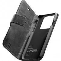 Cellularline Supreme kožené pouzdro pro iPhone 13 Pro - černé