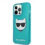 Karl Lagerfeld Choupette Head kryt pro iPhone 13 Pro Max - tyrkysový