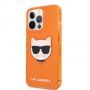 Karl Lagerfeld Choupette Head kryt pro iPhone 13 Pro Max - oranžový