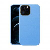 Nárazuvzdorný kryt s texturou kůže pro iPhone 13 Pro - světle modrý