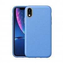 Nárazuvzdorný kryt s texturou kůže pro iPhone XR - světle modrý