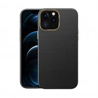 Nárazuvzdorný kryt s texturou kůže pro iPhone 13 Pro Max - černý