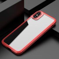 Nárazuvzdorný transparentní kryt s karbonovou texturou pro iPhone XS Max - červený