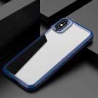 Nárazuvzdorný transparentní kryt s karbonovou texturou pro iPhone XR - modrý