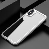 Nárazuvzdorný transparentní kryt s karbonovou texturou pro iPhone X / XS - bílý