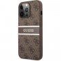 Guess 4G Printed Stripe kryt pro iPhone 13 Pro - hnědý