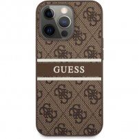 Guess 4G Printed Stripe kryt pro iPhone 13 Pro - hnědý