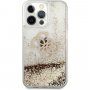 Guess Big 4G Liquid Glitter Gold kryt pro iPhone 13 Pro - zlatý