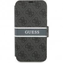 Guess 4G Printed Stripe flipové pouzdro pro iPhone 13 mini - šedé