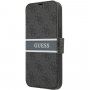 Guess 4G Printed Stripe flipové pouzdro pro iPhone 13 Pro Max - šedé