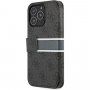 Guess 4G Printed Stripe flipové pouzdro pro iPhone 13 Pro Max - šedé